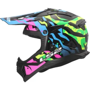 Casco LS2 MX708 Fast II Grotesk Blue Pink Green Taglia M