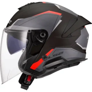 Casco jet LS2 OF618 Verso II Taglia M Colore Nero e Rosso