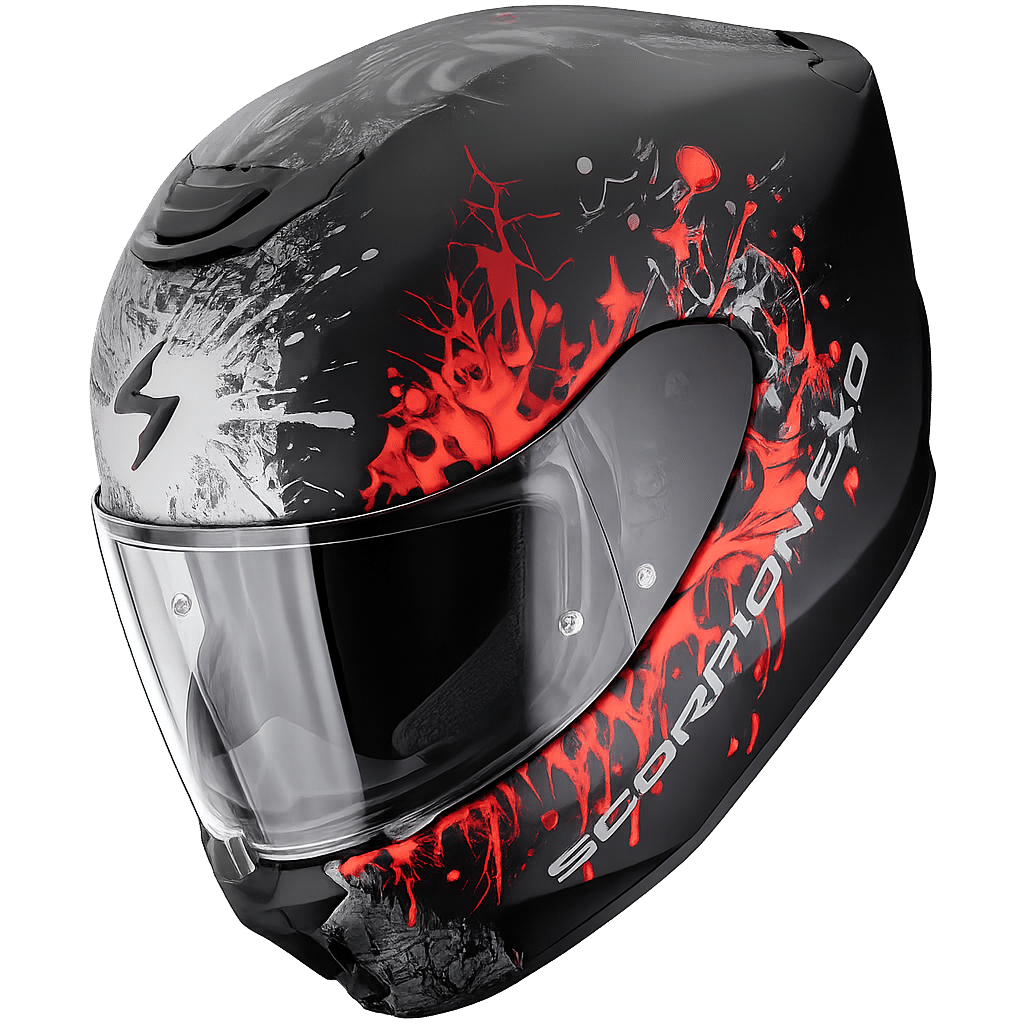 Casco Scorpion Exo-391 Wolf Taglia M Colore Matt Black Silver Red