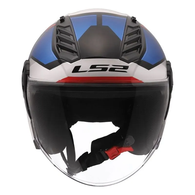 Casco jet LS2 OF616 Airflow II Solar White Blue Red Taglia M - immagine 3